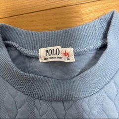 POLO ベビー レイヤード風トレーナー ブルー ケーブルニット風の画像