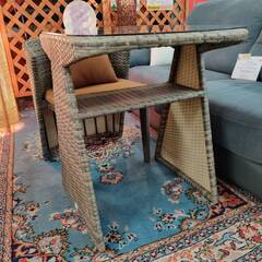 【愛品倶楽部柏店】LUCIAN ラタン調ガーデンテーブル3点セット luc001 グレージュの画像