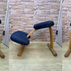 ※即 サカモトハウス balans Easy バランスイージー バランスチェア 姿勢矯正 バランスラボ 紺■幅53㎝×奥行62㎝×高さ54㎝■近隣配送無料 買取帝国 朝霞店の画像