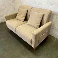 【ジモティ限定特価】 2人掛けソファ ベージュ 布製家具 ラブソファ A0912Gの画像