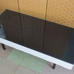 収納付き 幅105㎝ ガラス天板 ローテーブル  奥48×高34.5cm センターテーブル 家具 リビング 札幌  北20条店の画像