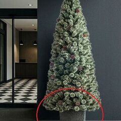 2-1-1　未使用/新品　訳あり特価　アウトレット　クリスマスツリー 210cm  ツリー リアル ヌードツリー スリム 松ぼっくり付 脚カバー 石目調の画像