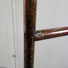 衣桁 帯掛 タオル掛 手ぬぐい掛け 上部横幅42.5cm×高120.5cm 木製 朱塗 漆塗 呉服 着物 和服 家具 民具 ディスプレイ 直接引取可 在庫多数#15163-15175の画像
