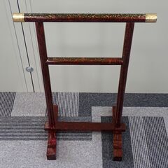 衣桁 帯掛 タオル掛 手ぬぐい掛け 上部横幅39cm×高91cm 木製 朱塗 漆塗 呉服 着物 和服 家具 民具 ディスプレイ 直接引取可 在庫多数#15132-15146の画像