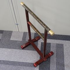 衣桁 帯掛 タオル掛 手ぬぐい掛け 上部横幅39cm×高91cm 木製 朱塗 漆塗 呉服 着物 和服 家具 民具 ディスプレイ 直接引取可 在庫多数#15132-15146の画像