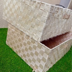 🌈✨【無料】ストラップバスケット＊ライトブラウン  たっぷり入る！大きめバスケット収納《2点セット》🎁💛 使い勝手バツグン♪お部屋が一気に整う“万能収納”です！の画像