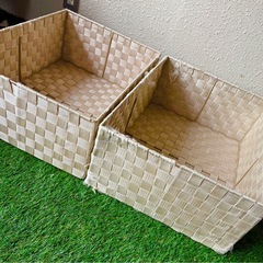 🌈✨【無料】ストラップバスケット＊ライトブラウン  たっぷり入る！大きめバスケット収納《2点セット》🎁💛 使い勝手バツグン♪お部屋が一気に整う“万能収納”です！の画像