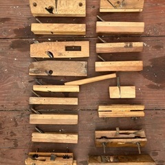 古い鉋セット 古道具 木工アンティーク 大工道具 まとめ 伝統工具 時代工具 面取り・溝切りカンナの画像