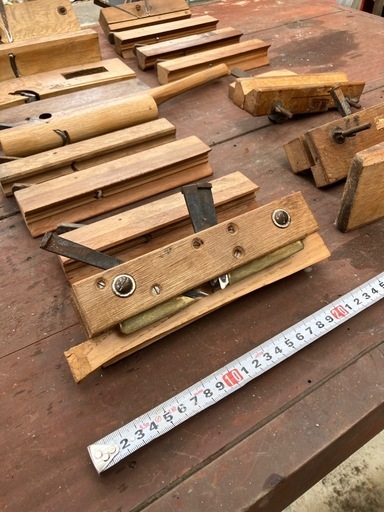古い鉋セット 古道具 木工アンティーク 大工道具 まとめ 伝統工具 時代工具 面取り・溝切りカンナ