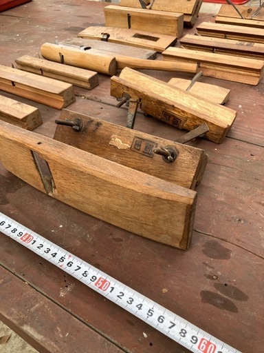 古い鉋セット 古道具 木工アンティーク 大工道具 まとめ 伝統工具 時代工具 面取り・溝切りカンナ