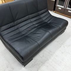 【美品‼️】ニトリ 本革製 150cm幅2人掛けソファ ラヴソファ ブラックレザー♪の画像