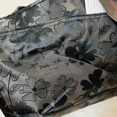 レディース 手提げバッグ トートバッグ 花柄 黒 ブラック ファスナー付きの画像