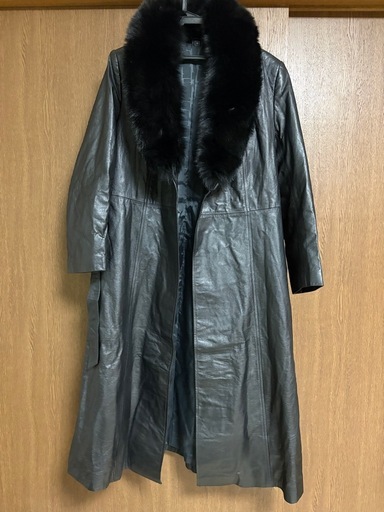 牛革ファー付ロングコート中古.11号