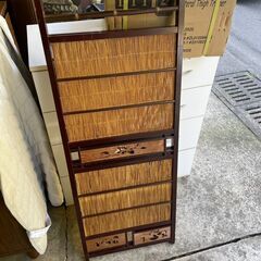 【リユースショップスパークル】衝立　No.155　和風　簾屏風　パーティション　2連　昭和レトロ　仕切り　配送可能♪の画像