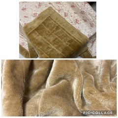 こたつ布団 194×204㎝ 花柄 やや長方形 掛け布団 毛布 薄手 茶色 冬の画像