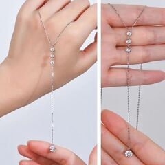 ラリエット風/ラインストーンネックレス（新品）の画像