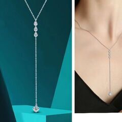 ラリエット風/ラインストーンネックレス（新品）の画像