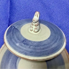 茶碗蒸しの食器と兎オブジェ付き蓋・茶・スプーンetcバラエティセット3客🐇の画像