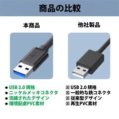 USB3.0 延長コード 1m 高速 データ転送 充電 USB オス メス 延長ケーブル USBケーブル 高耐久 コネクタ 通信 安定 テレビ スマホ パソコン PC 周辺機器 接続 黒の画像