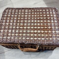 ピクニックバスケット 食器付き 籠 トランク 小物収納　/TJ-2664 2Fの画像