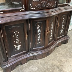 6917 ホールクロック 黒檀 螺鈿細工 手巻き ドイツ製 手巻き ドイツ製の画像