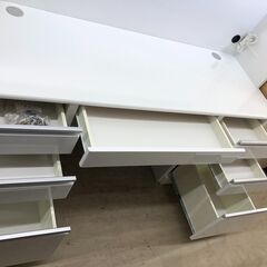 【ジャングルジャングル石津店】食器棚　システムキッチンボード　ホワイト　大容量　プッシュ式　キッチン収納　大型　幅155cm　おしゃれ 北欧調 収納 堺市 西区 東区 北区 南区 堺区 石津の画像