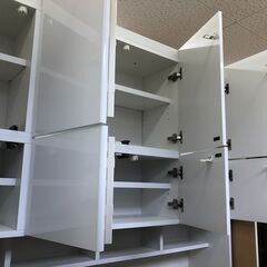 【ジャングルジャングル石津店】食器棚　システムキッチンボード　ホワイト　大容量　プッシュ式　キッチン収納　大型　幅155cm　おしゃれ 北欧調 収納 堺市 西区 東区 北区 南区 堺区 石津の画像