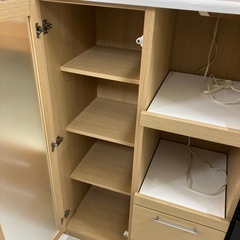 キッチンカウンター　1枚扉　引き出し付　ナチュラル×ホワイト【トレファク堺福田店】の画像