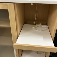 キッチンカウンター　1枚扉　引き出し付　ナチュラル×ホワイト【トレファク堺福田店】の画像