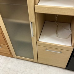 キッチンカウンター　1枚扉　引き出し付　ナチュラル×ホワイト【トレファク堺福田店】の画像