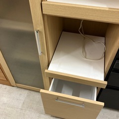 キッチンカウンター　1枚扉　引き出し付　ナチュラル×ホワイト【トレファク堺福田店】の画像