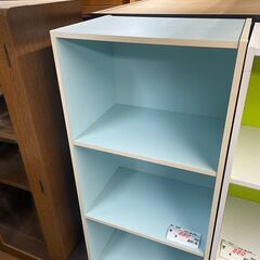 リサイクルショップどりーむ天保山店　No4602 カラーボックス　王道の収納ボックス　汎用性抜群🎵　水色×白　三段ボックスの画像