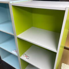 リサイクルショップどりーむ天保山店　No4603 カラーボックス　三段ボックス　マルチに活躍♪　黄緑×白　用途色々🎵の画像