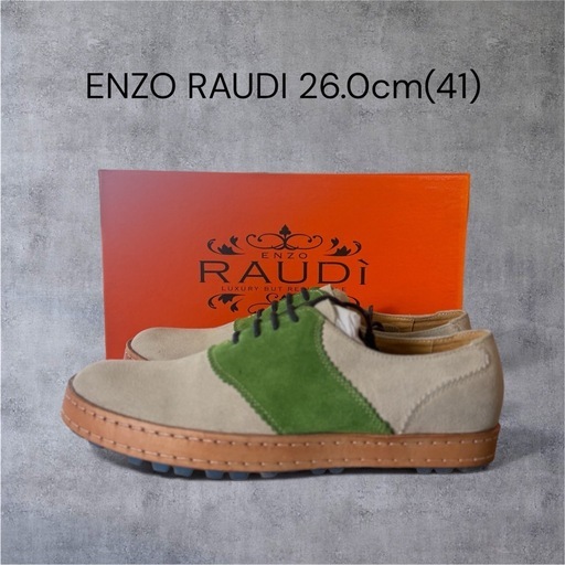 【新品】ENZO RAUDi スエード サドルシューズ26cm相当 アイボリー