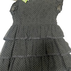 120cm 子供 フォーマルドレス 黒のドット柄フリルドレスセット 3点の画像