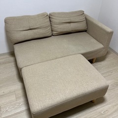 ソファ ソファー 2人掛け カウチソファ ソファベッド ロー l字 オットマン 2P 北欧 ベージュの画像