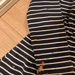 プチバトー 赤襟ボーダーワンピース 8ans/126cmの画像