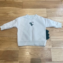 80cm 恐竜 トレーナー 男の子 ライトグレー グレージュの画像