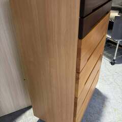 服部家具 モダン ハイチェスト、整理タンス 6段、幅80cm Used/美品の画像