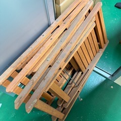 【急募】山善 ガーデンマスター 折りたたみガーデンテーブル&チェア5点セット テーブル×1点&チェア4点セット パラソルホール付き お庭 ベランダ テラス バルコニー BBQ の画像