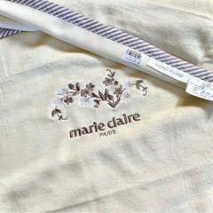 新品〈marie claireマリークレイル〉ゆったりシングルサイズ140×240花柄&ロゴ文字刺繍入 内野(株)京都市、亀岡市、南丹市配達可の画像