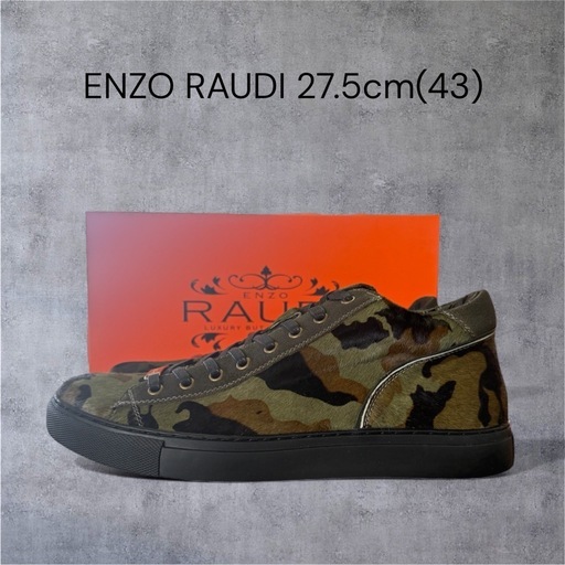 【新品】ENZO RAUDi カモフラ サイドジップ スニーカー 約27.5cm