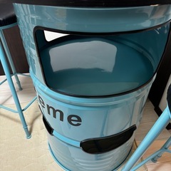 激レア 新品 ドラム缶リメイクテーブル椅子セット ライトブルー の画像