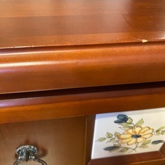 北欧風  レトロ タイル付き ローチェストの画像