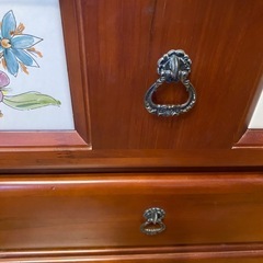 北欧風  レトロ タイル付き ローチェストの画像