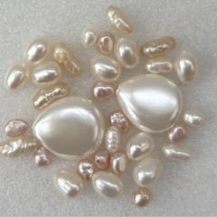 淡水パール　シェルパーツ　まとめ売り　ハンドメイド素材　手芸　作品作りの画像