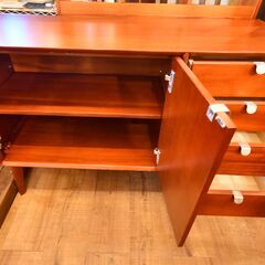 ●近郊格安配送(^^♪●北欧　ヴィンテージ風　マホガニー　リビングボード　中古品●相模原　横浜　神奈川●キャビネット　サイドボード●の画像
