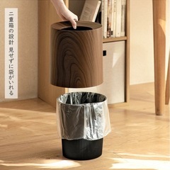 蓋なしゴミ箱　木目調の画像