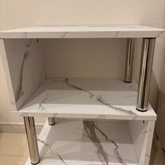 サイドテーブル 大理石 3段 サイドラック S字 幅40cm 収納棚 シェルフ おしゃれ の画像