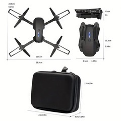 新品【169】E88 HDデュアルカメラ 2.4インチ画面リモコン＋WiFi伝送 折りたたみドローン（ブラック）の画像